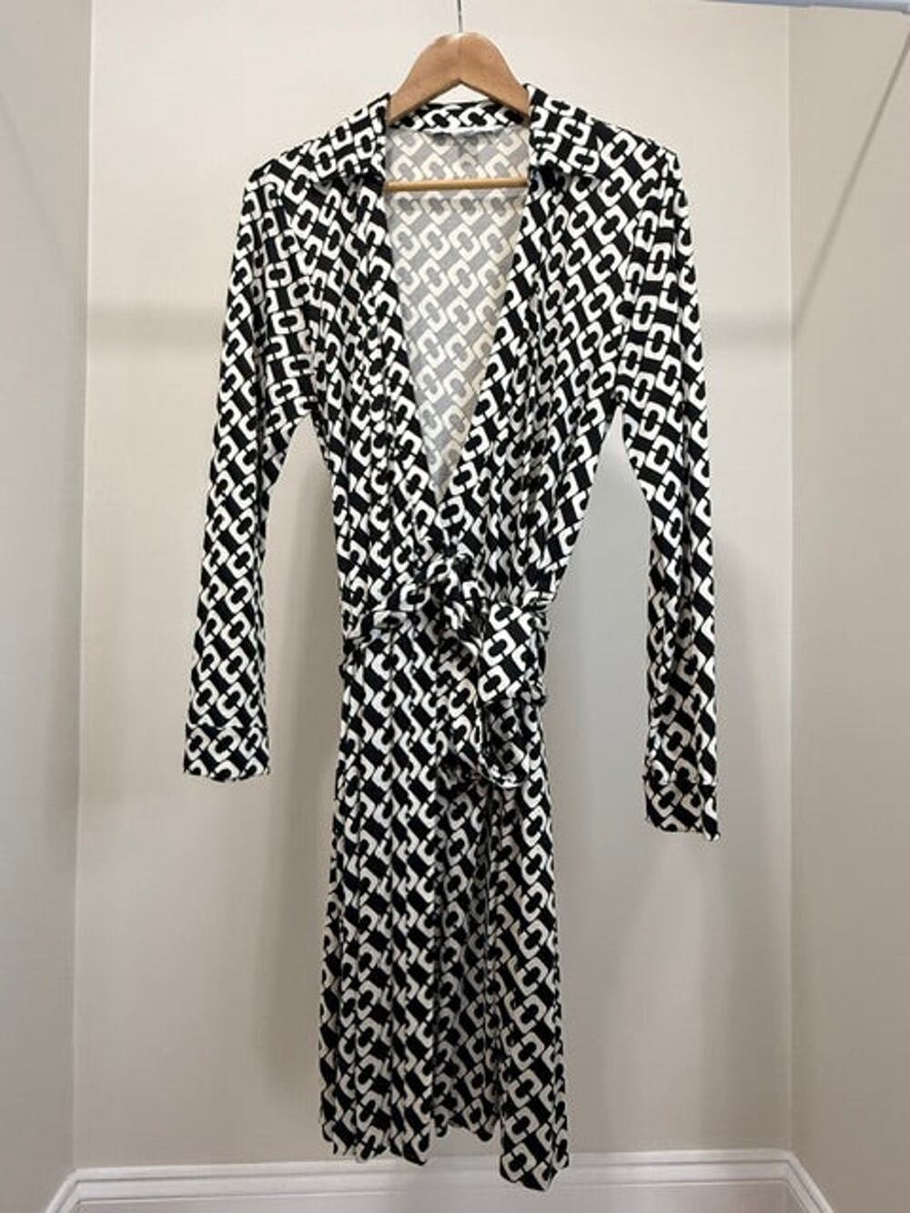 Diane von Furstenberg DVF Silk Geometric Wrap Dress Sz14